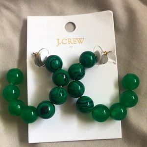 J. Crew Malachite Hoop Earrings